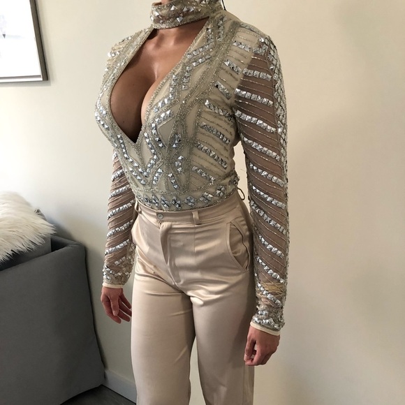 AMAZING Peace + Love Embellished Plunge Bodysuit - Picture 3 of 10